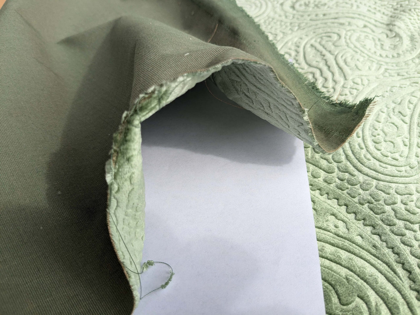 Istanbul Paisley 100% Silk Cut Velvet Gentle Spring Green MSRP USD 1000+/yard