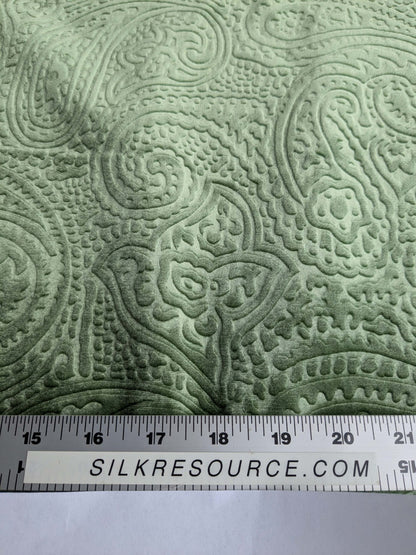 Istanbul Paisley 100% Silk Cut Velvet Gentle Spring Green MSRP USD 1000+/yard