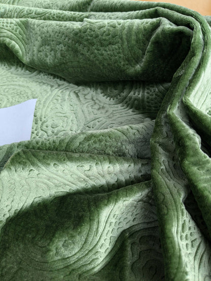 Istanbul Paisley 100% Silk Cut Velvet Gentle Spring Green MSRP USD 1000+/yard