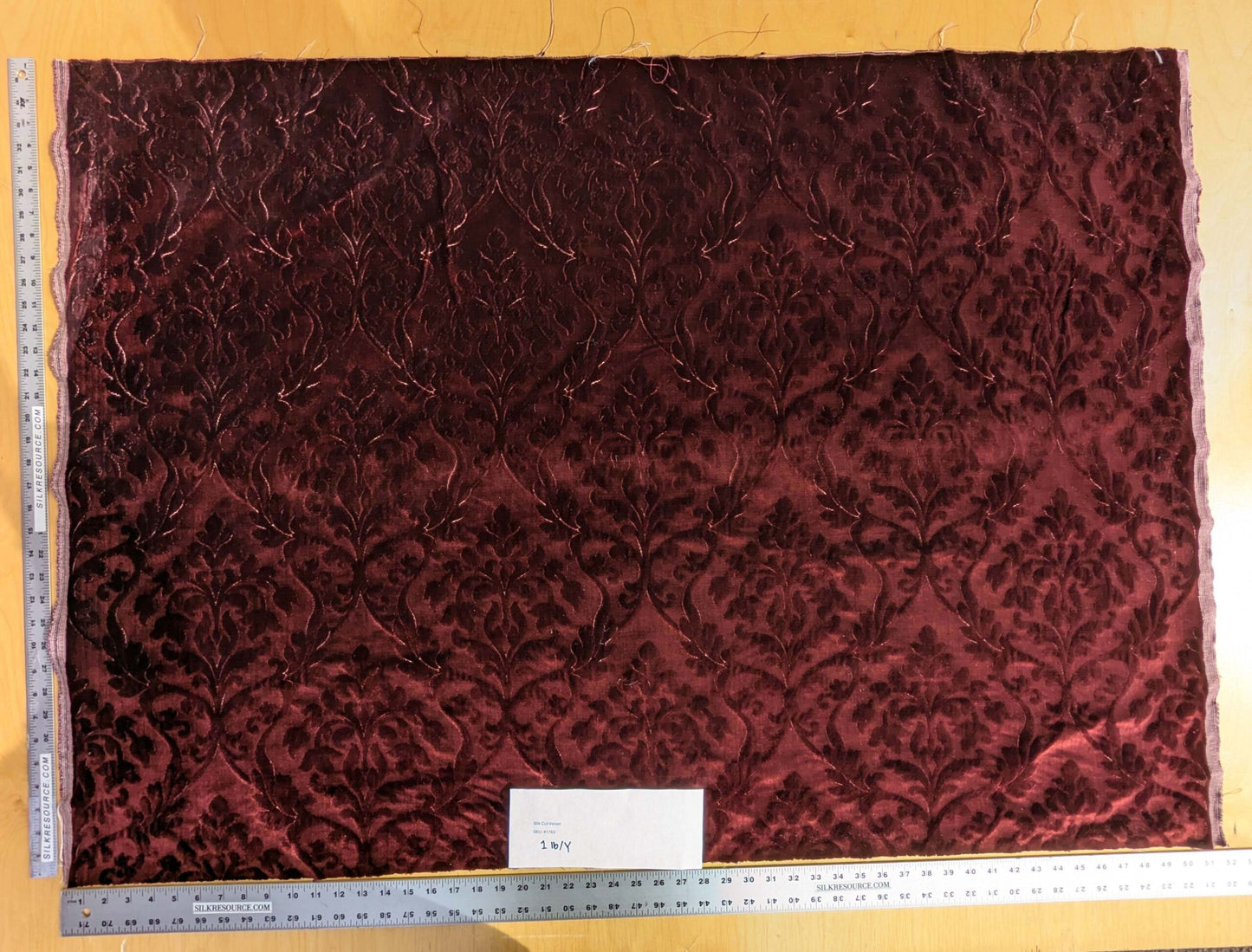 Palazzo Grassi Silk Velvet &amp; Cut Velvet Deep Burgundy Red Renaissance Damask MSRP $1000+/yard