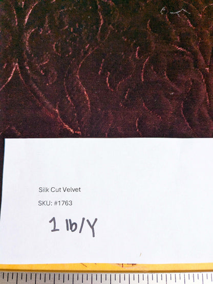 Palazzo Grassi Silk Velvet &amp; Cut Velvet Deep Burgundy Red Renaissance Damask MSRP $1000+/yard