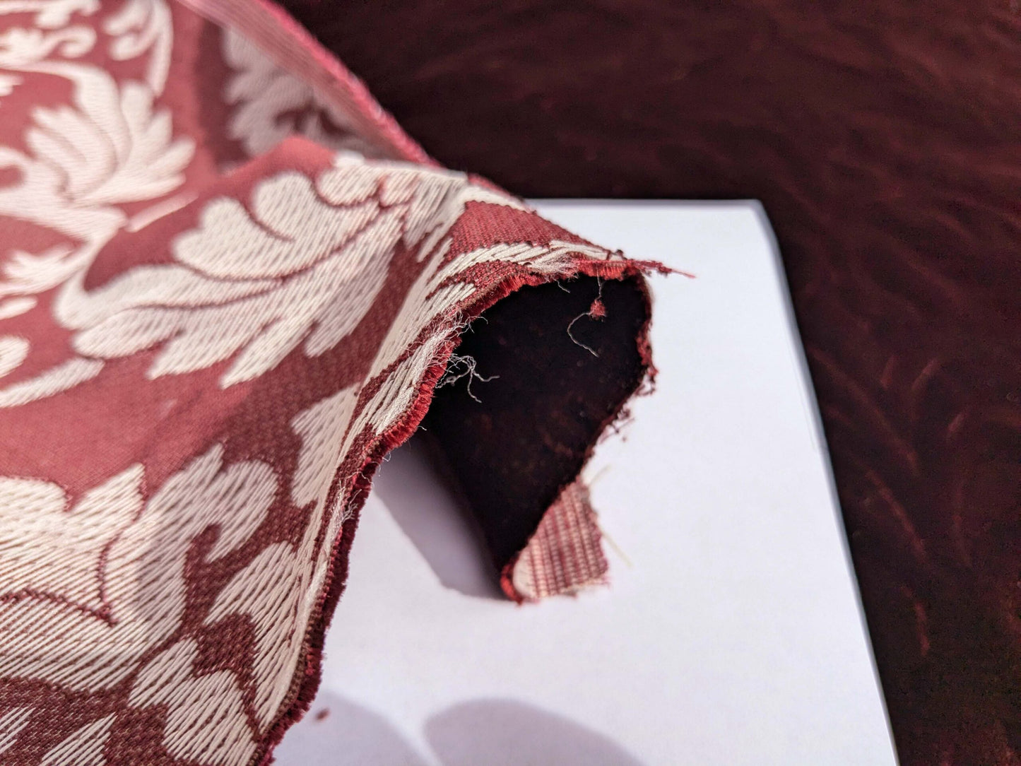 Palazzo Grassi Silk Velvet &amp; Cut Velvet Deep Burgundy Red Renaissance Damask MSRP $1000+/yard