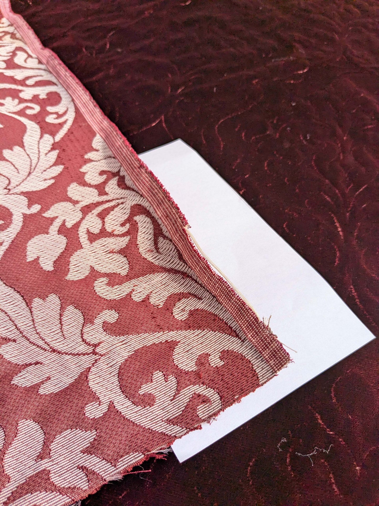 Palazzo Grassi Silk Velvet &amp; Cut Velvet Deep Burgundy Red Renaissance Damask MSRP $1000+/yard