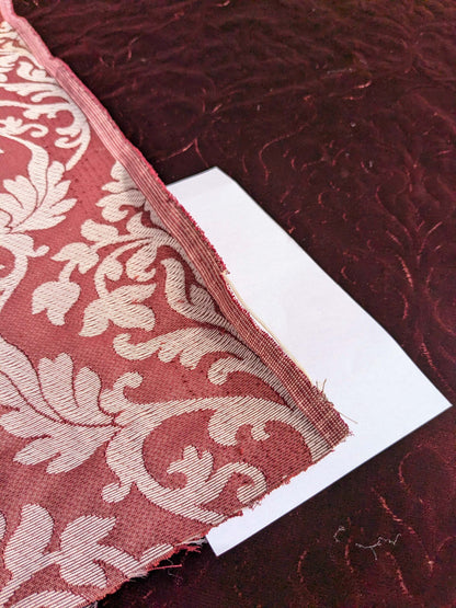 Palazzo Grassi Silk Velvet &amp; Cut Velvet Deep Burgundy Red Renaissance Damask MSRP $1000+/yard