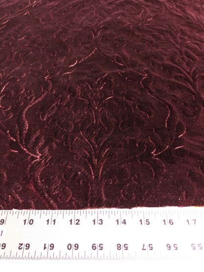 Palazzo Grassi Silk Velvet &amp; Cut Velvet Deep Burgundy Red Renaissance Damask MSRP $1000+/yard