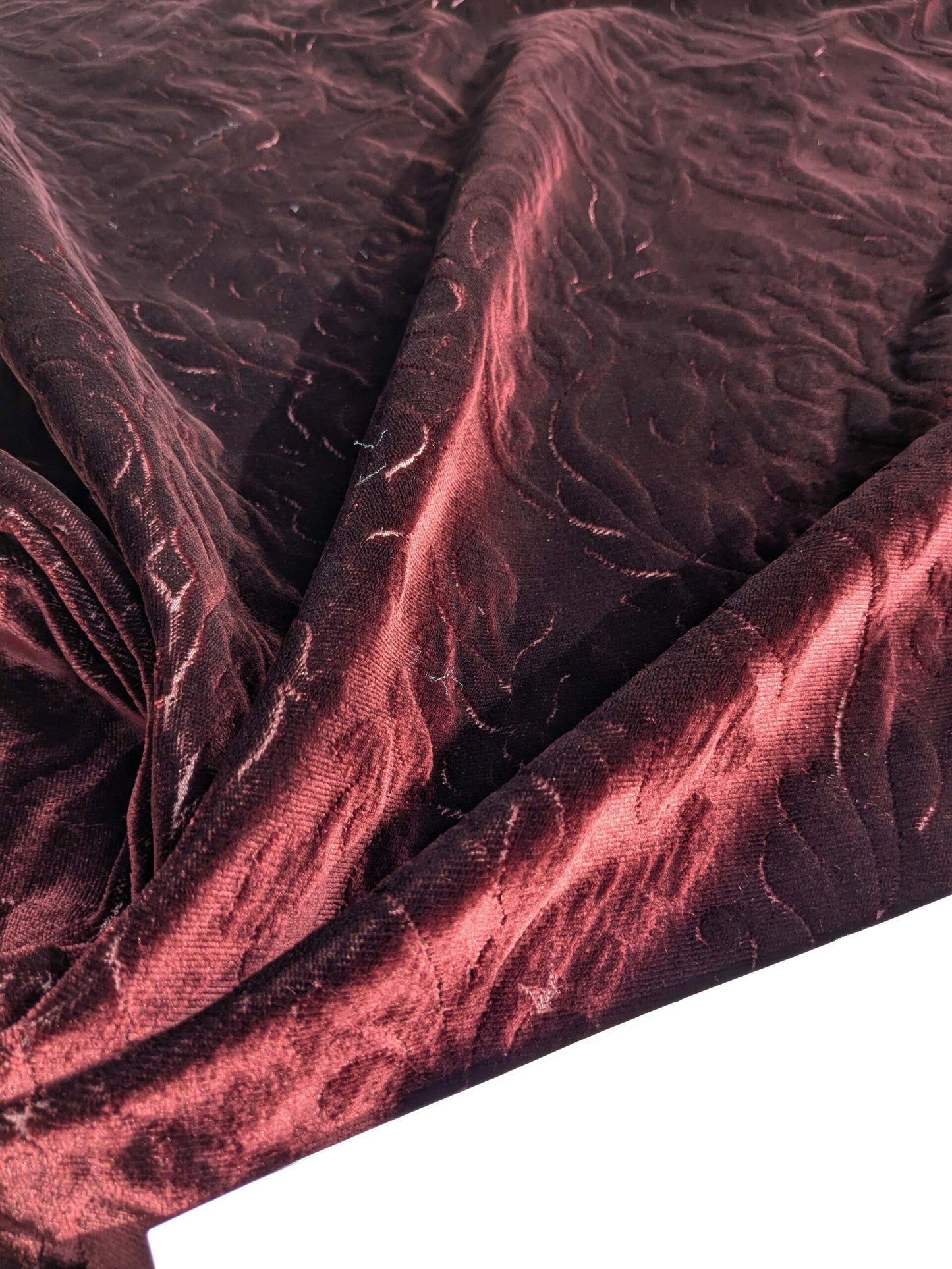 Palazzo Grassi Silk Velvet &amp; Cut Velvet Deep Burgundy Red Renaissance Damask MSRP $1000+/yard