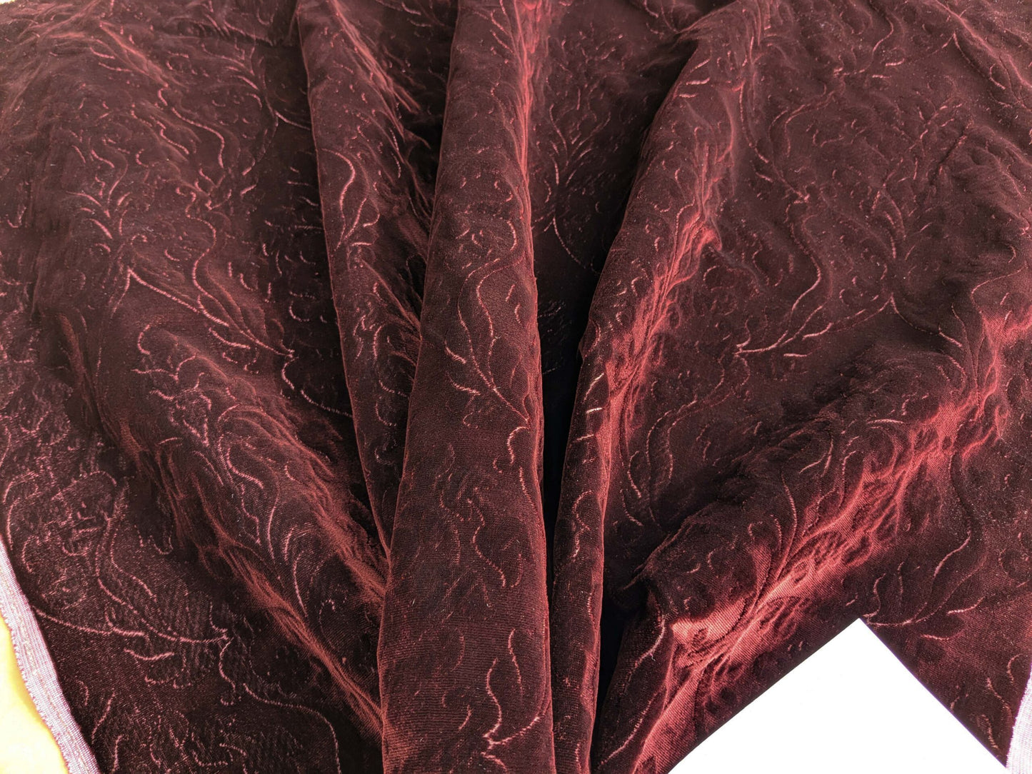 Palazzo Grassi Silk Velvet &amp; Cut Velvet Deep Burgundy Red Renaissance Damask MSRP $1000+/yard