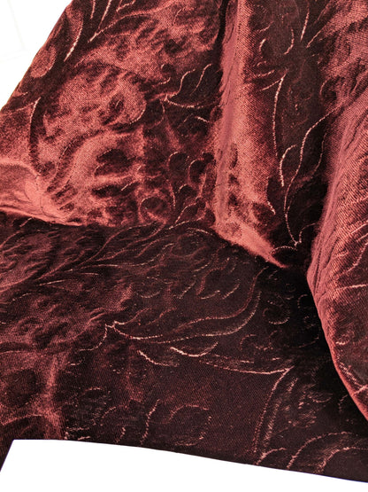 Palazzo Grassi Silk Velvet &amp; Cut Velvet Deep Burgundy Red Renaissance Damask MSRP $1000+/yard