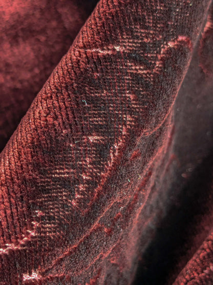 Palazzo Grassi Silk Velvet &amp; Cut Velvet Deep Burgundy Red Renaissance Damask MSRP $1000+/yard