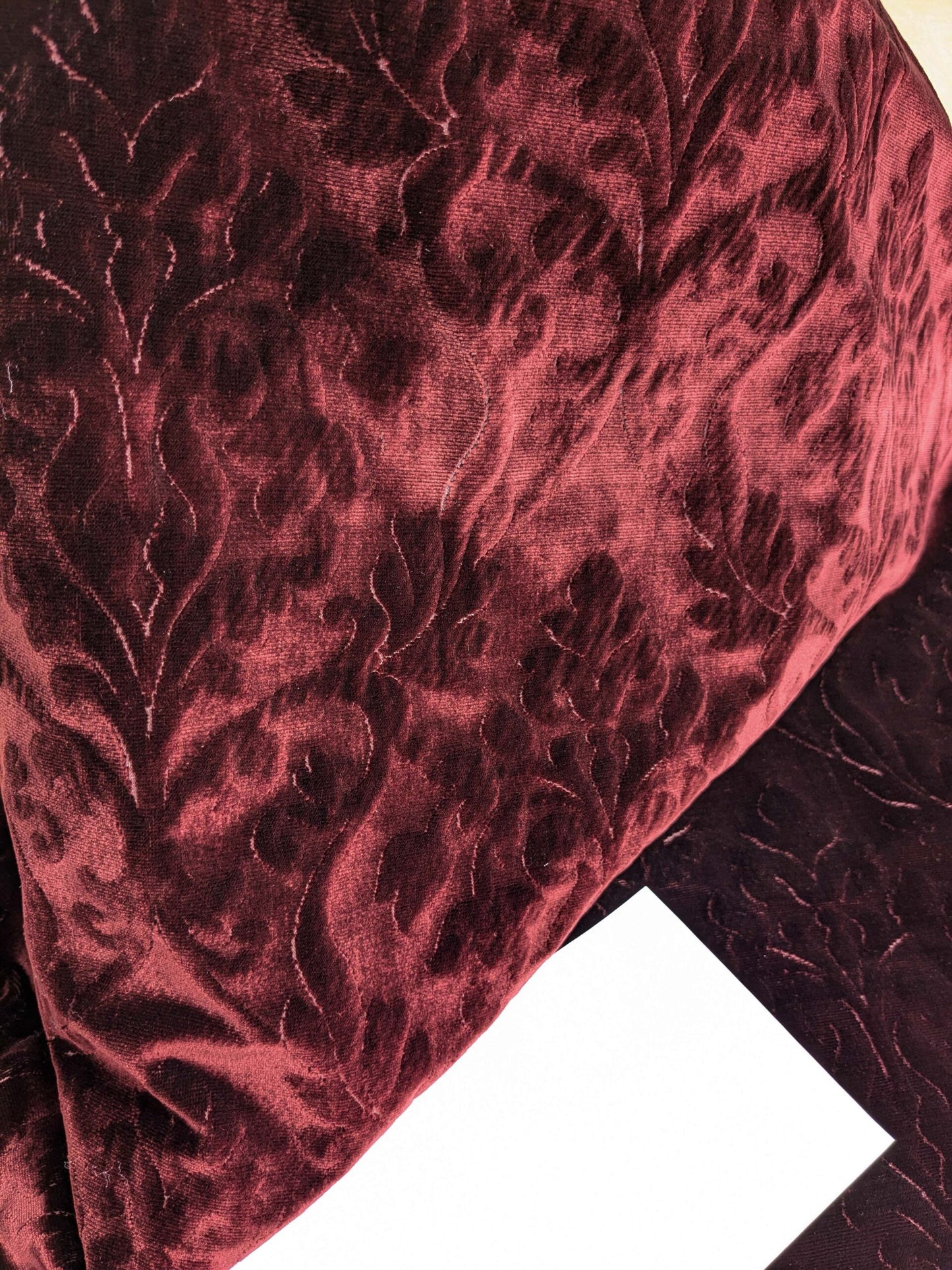 Palazzo Grassi Silk Velvet &amp; Cut Velvet Deep Burgundy Red Renaissance Damask MSRP $1000+/yard
