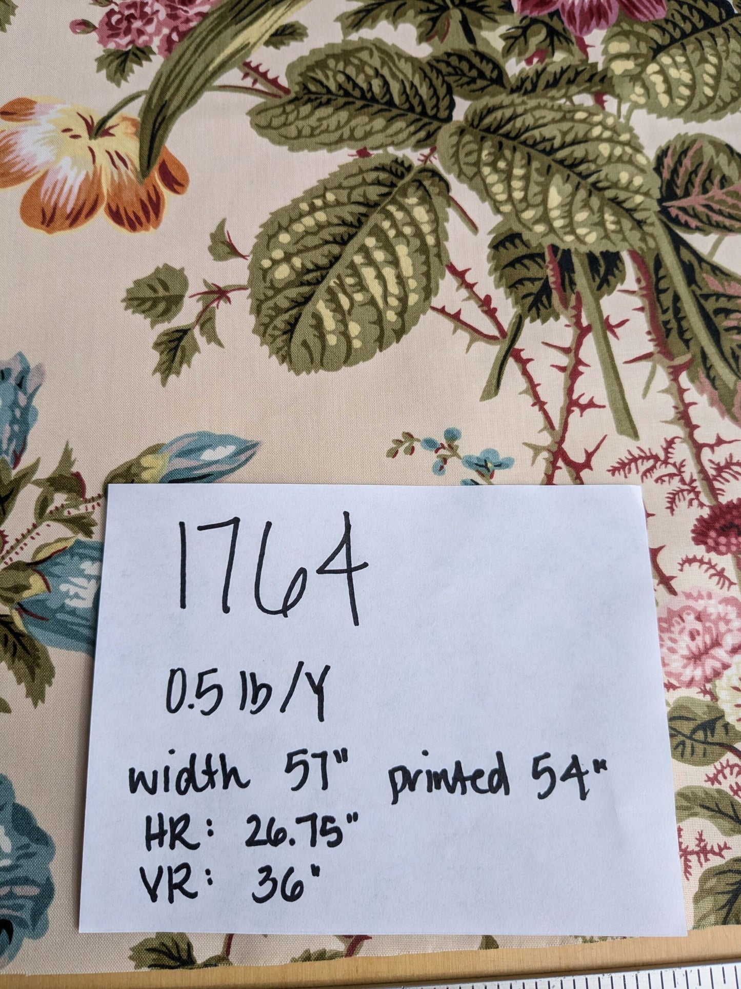 Claire Austin English Cottage Climbing Rose Bluebell Chintz Print Red Green Pink Yellow on Pale Pink 100% Cotton MSRP USD 355/Y