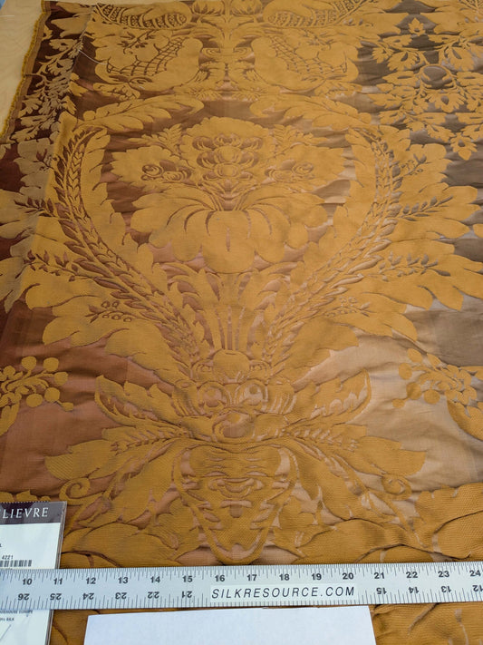 1 EV51 1.1y X 51"W Length  Scalamandre Lelievre Carrousel Cuir Brown Damask Jacquard MSRP USD 892/y