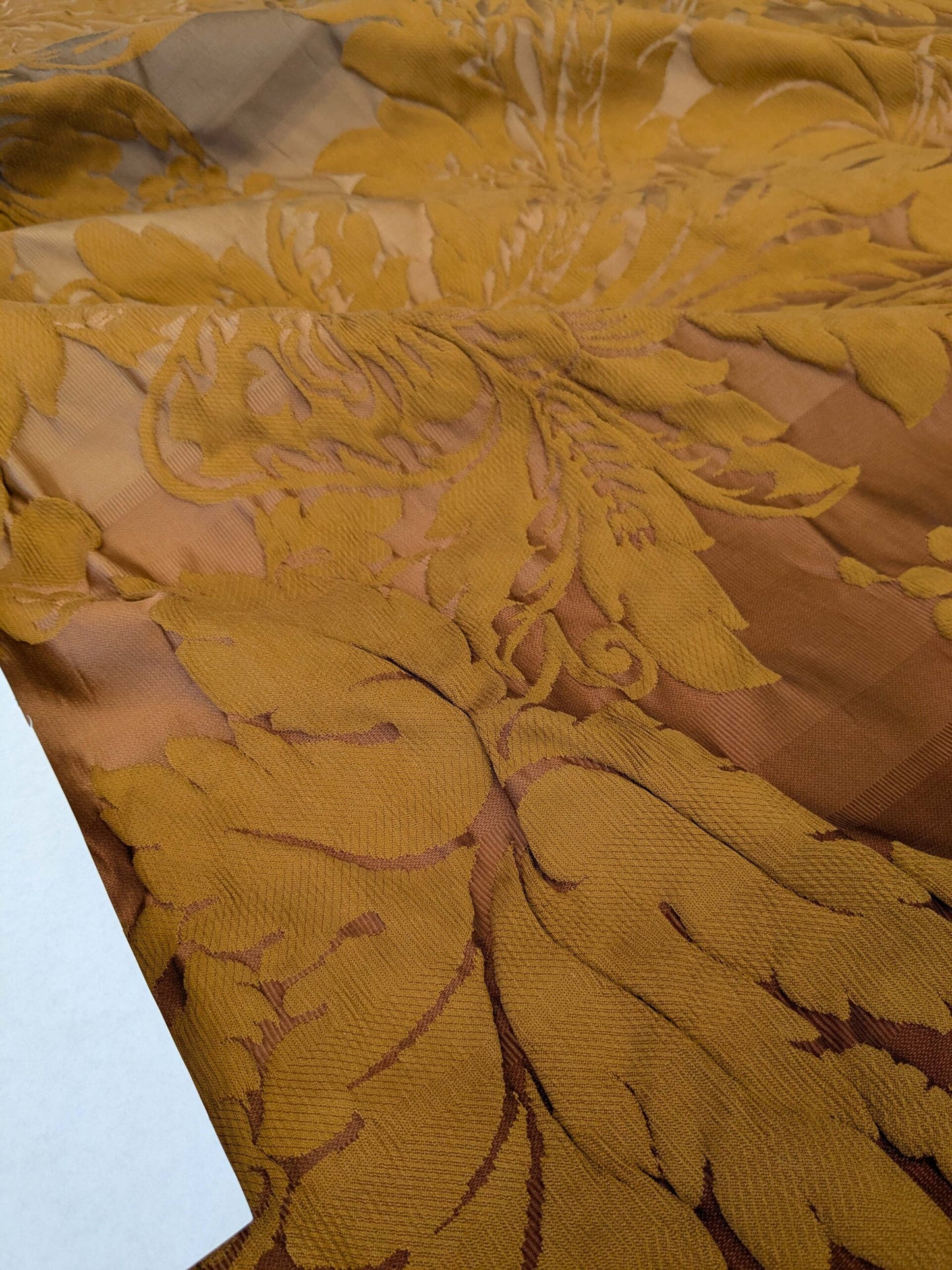 1 EV51 1.1y X 51"W Length  Scalamandre Lelievre Carrousel Cuir Brown Damask Jacquard MSRP USD 892/y