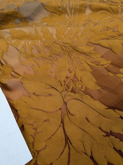 1 EV51 1.1y X 51"W Length  Scalamandre Lelievre Carrousel Cuir Brown Damask Jacquard MSRP USD 892/y