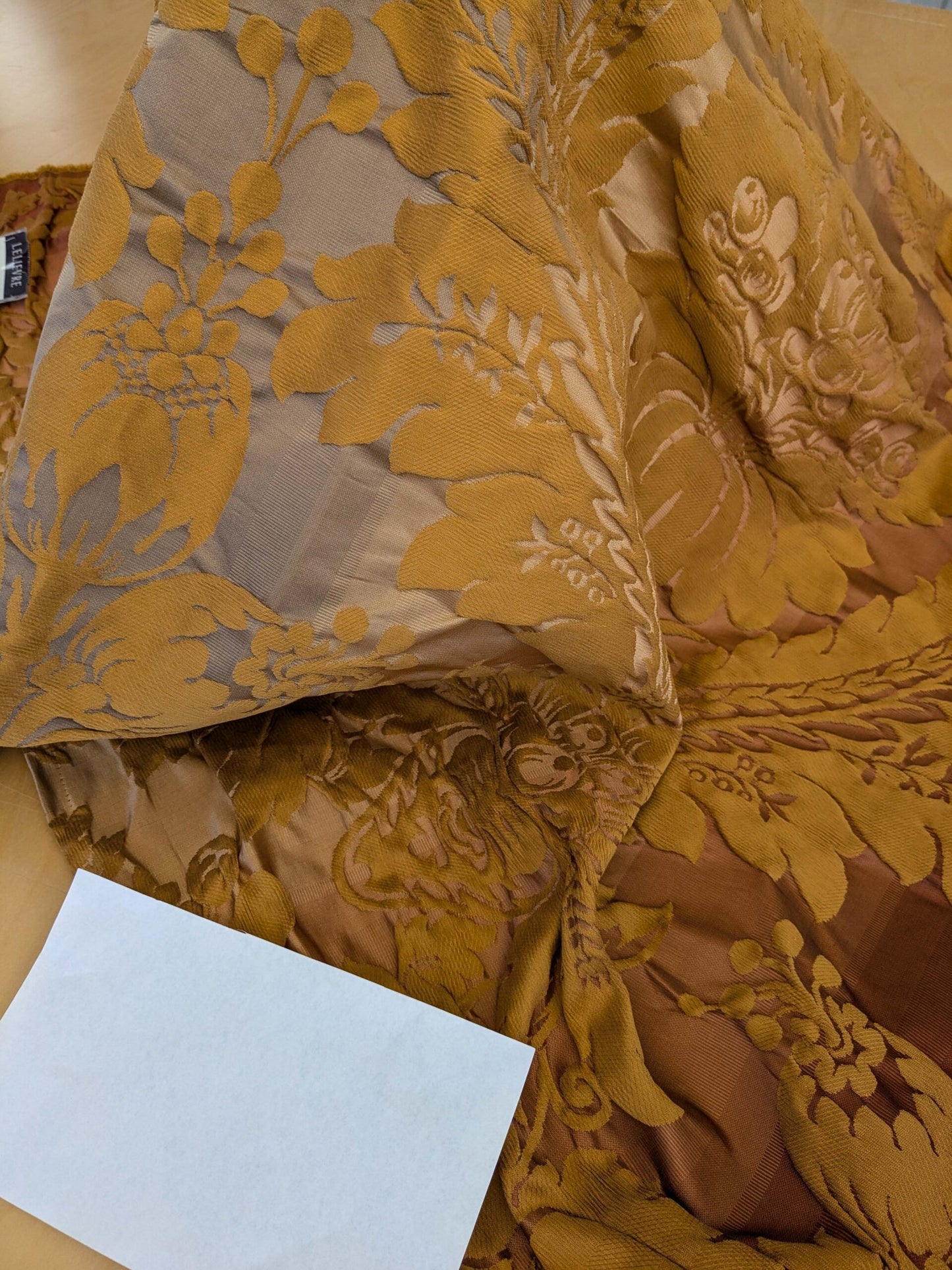 1 EV51 1.1y X 51"W Length  Scalamandre Lelievre Carrousel Cuir Brown Damask Jacquard MSRP USD 892/y