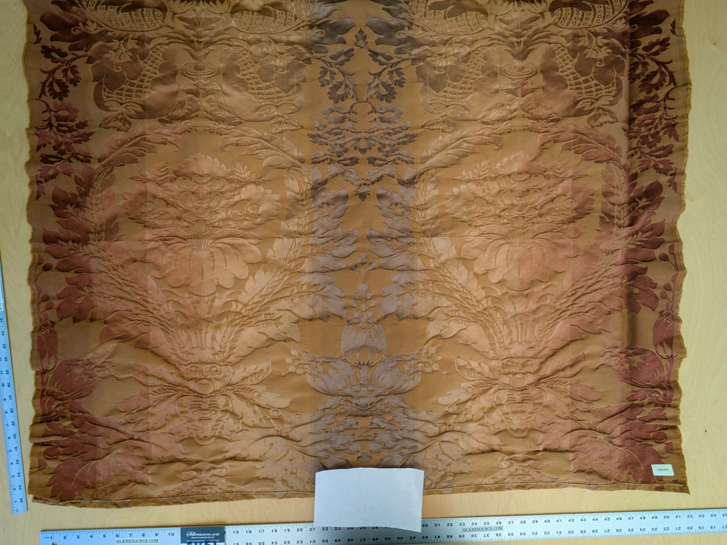 1 EV51 1.1y X 51"W Length  Scalamandre Lelievre Carrousel Cuir Brown Damask Jacquard MSRP USD 892/y