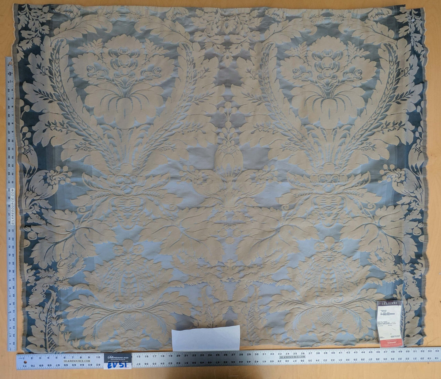 3 EV51 1.2y x 51"w Length  Scalamandre Lelievre Carrousel Neptune Blue Damask Jacquard MSRP USD 892/y