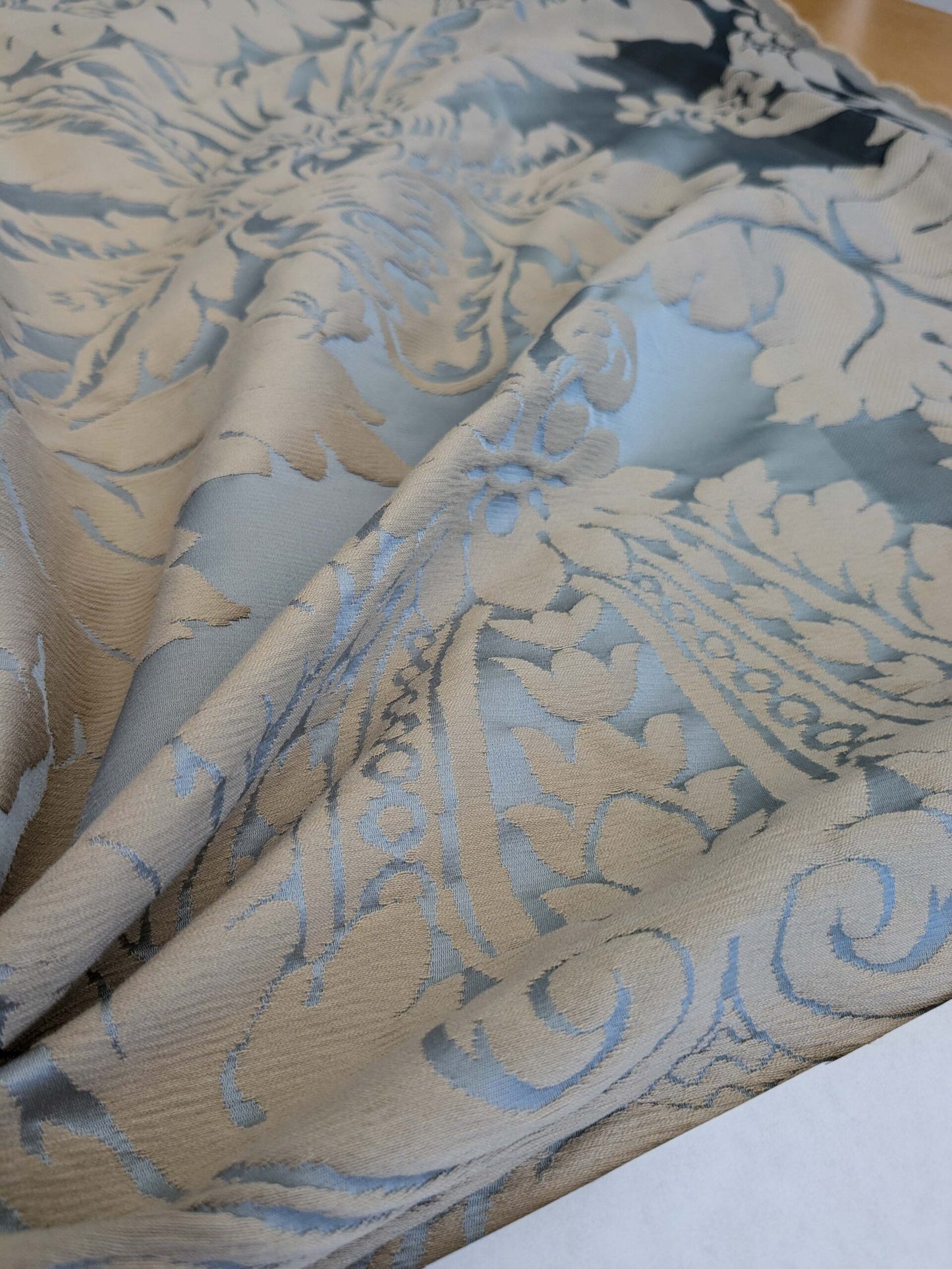 3 EV51 1.2y x 51"w Length  Scalamandre Lelievre Carrousel Neptune Blue Damask Jacquard MSRP USD 892/y