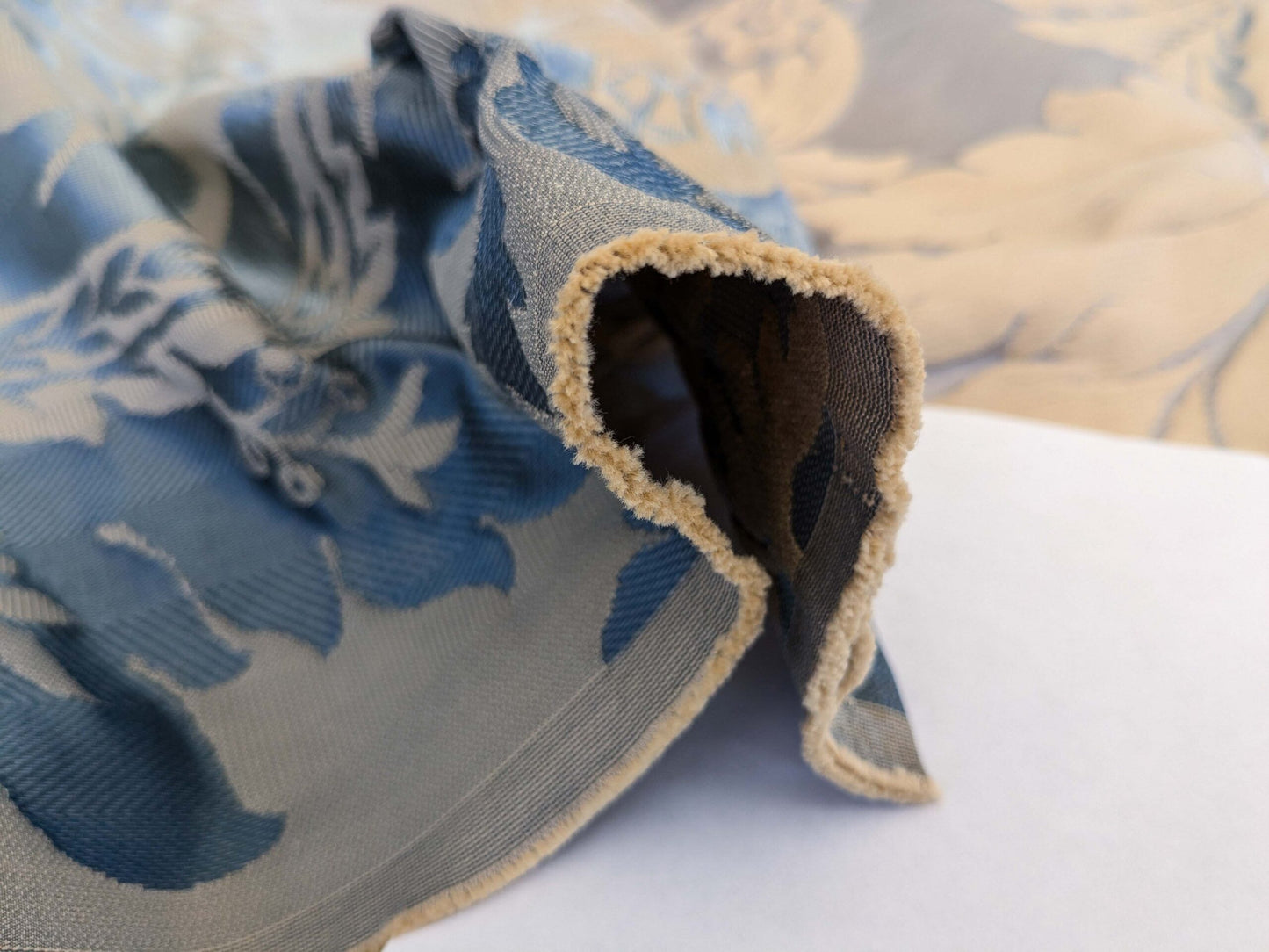 3 EV51 1.2y x 51"w Length  Scalamandre Lelievre Carrousel Neptune Blue Damask Jacquard MSRP USD 892/y