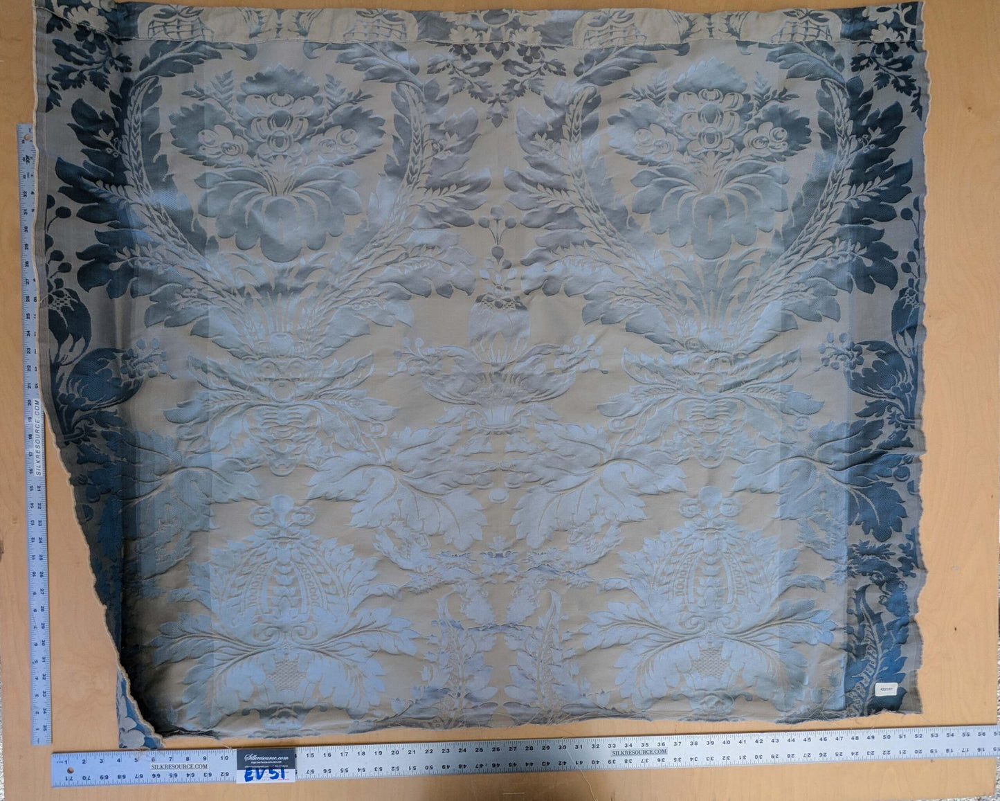 3 EV51 1.2y x 51"w Length  Scalamandre Lelievre Carrousel Neptune Blue Damask Jacquard MSRP USD 892/y