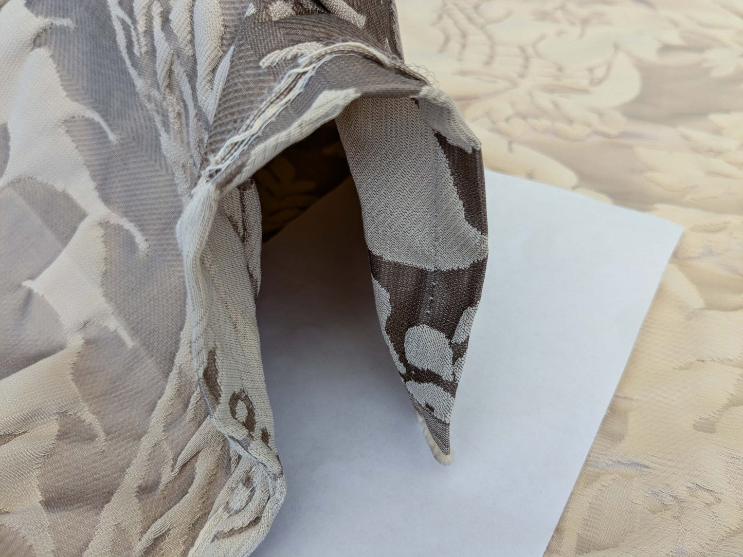 4 EV51 1.2y x 51"W Length  Scalamandre Lelievre Carrousel Muscade Light Brown White Damask Jacquard MSRP USD 892/y