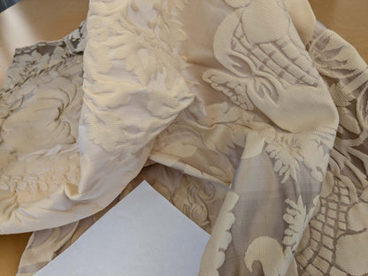4 EV51 1.2y x 51"W Length  Scalamandre Lelievre Carrousel Muscade Light Brown White Damask Jacquard MSRP USD 892/y
