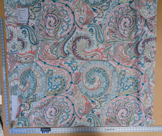 5 EV51 2.4y x 51"W Length Scalamandre Malabar Paisley Embroidery Blue Pink White Rich Spring Colors MSRP USD 620/y