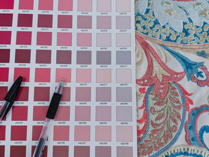 5 EV51 2.4y x 51"W Length Scalamandre Malabar Paisley Embroidery Blue Pink White Rich Spring Colors MSRP USD 620/y