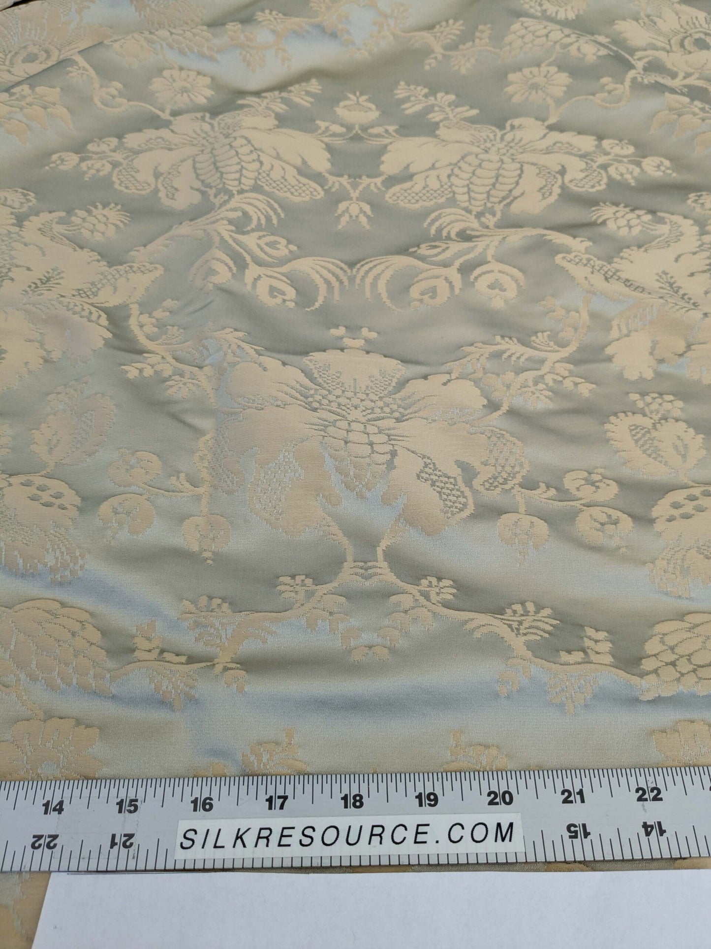 7 EV51 2.4y x 51"W Length Scalamandre Tassinari and Chatel Meillant Vert De Gris Gray Damask Historic MSRP USD 690/yard