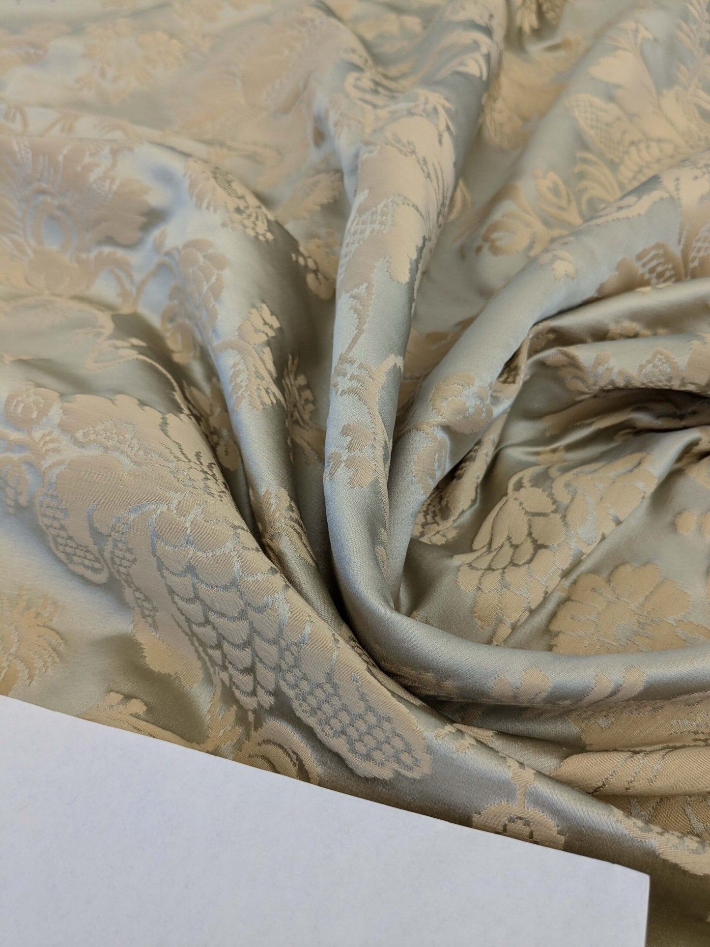 7 EV51 2.4y x 51"W Length Scalamandre Tassinari and Chatel Meillant Vert De Gris Gray Damask Historic MSRP USD 690/yard