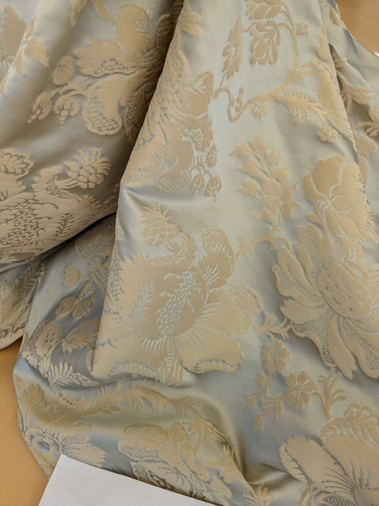 7 EV51 2.4y x 51"W Length Scalamandre Tassinari and Chatel Meillant Vert De Gris Gray Damask Historic MSRP USD 690/yard