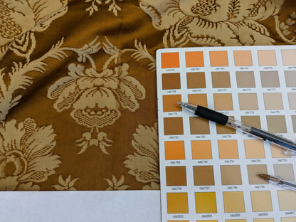 8 EV51 2.4y x 51"W Length Scalamandre Tassinari and Chatel Meillant Ecaille Brown Damask Historic MSRP USD 690/yard