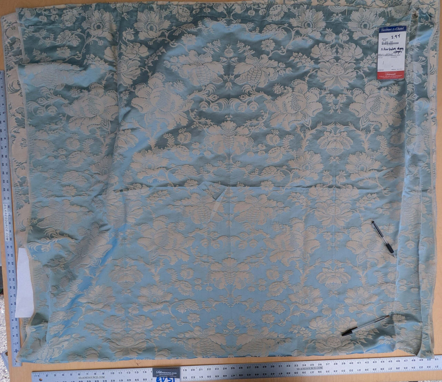 9 EV51 2.4y x 51"w Length Scalamandre Tassinari and Chatel Meillant Bleu Blue Damask Historic MSRP USD 690/yard