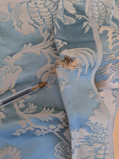 9 EV51 2.4y x 51"w Length Scalamandre Tassinari and Chatel Meillant Bleu Blue Damask Historic MSRP USD 690/yard