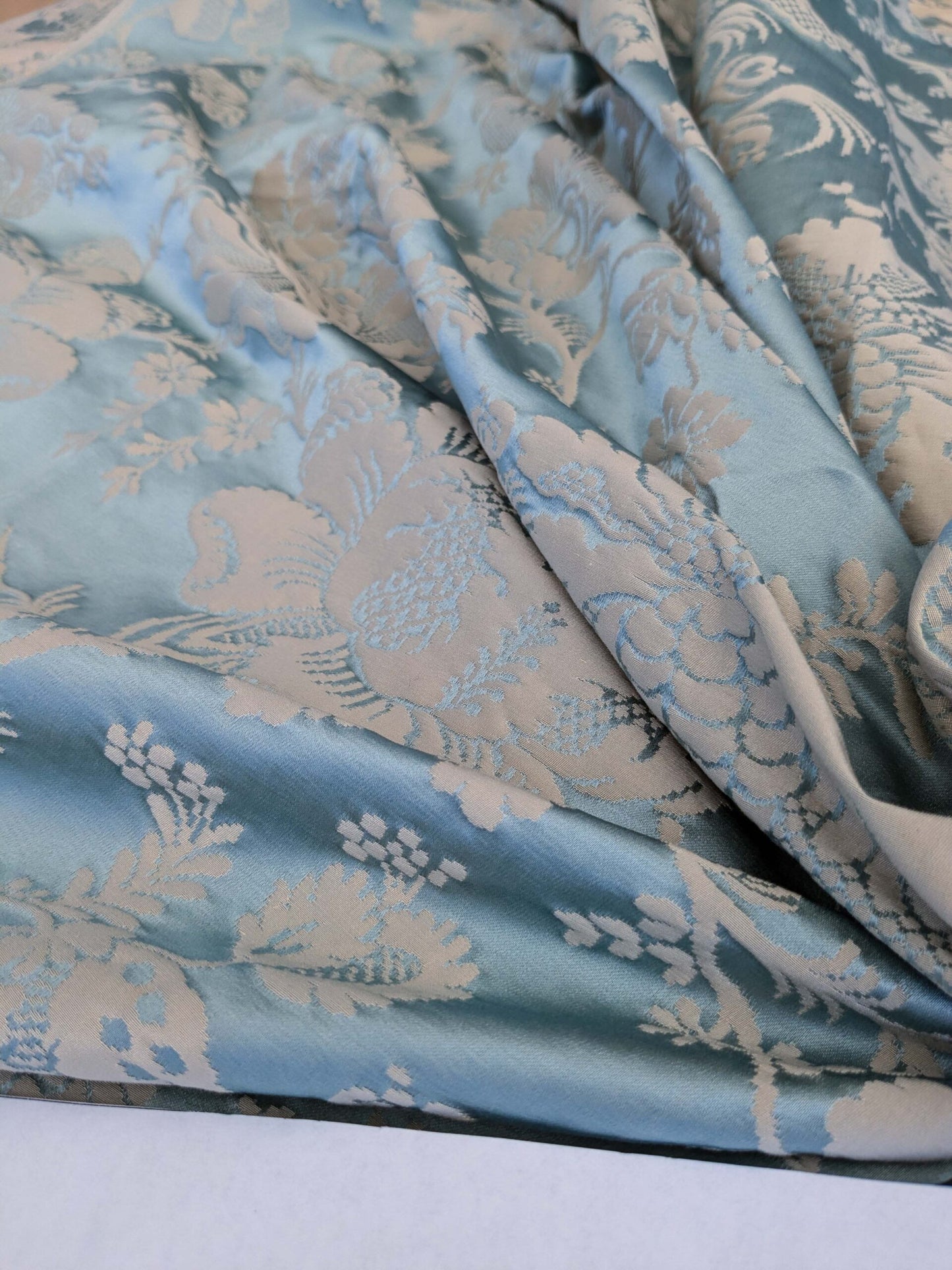 9 EV51 2.4y x 51"w Length Scalamandre Tassinari and Chatel Meillant Bleu Blue Damask Historic MSRP USD 690/yard
