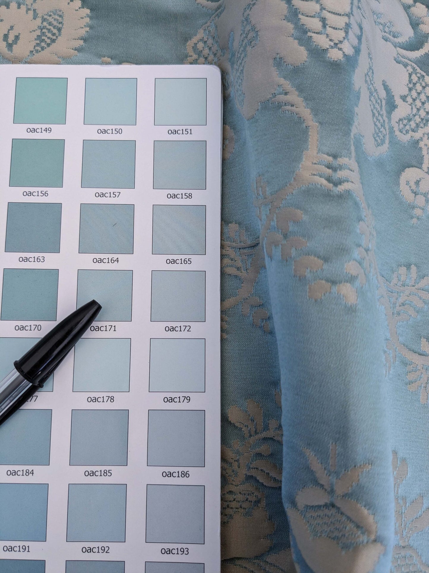 9 EV51 2.4y x 51"w Length Scalamandre Tassinari and Chatel Meillant Bleu Blue Damask Historic MSRP USD 690/yard