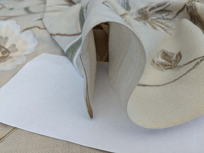 10 EV51 2.4y x 52"w Length Scalamandre Embroidery Cindia Wool Celadon Ivory Floral Botanical