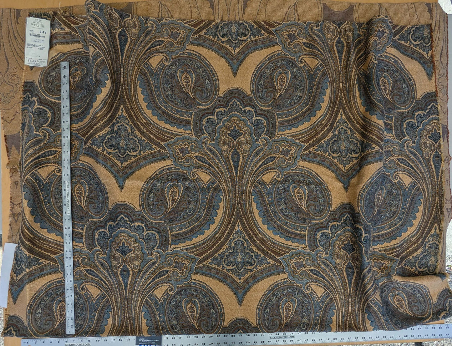 11 EV51 2.4y x 60"w Length Scalamandre Old World Weavers Balraj Blue Brown Paisley Novelty Linen MSRP USD 384/y