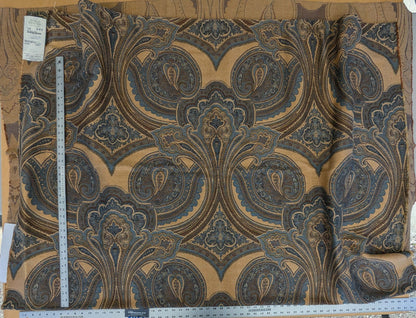 11 EV51 2.4y x 60"w Length Scalamandre Old World Weavers Balraj Blue Brown Paisley Novelty Linen MSRP USD 384/y