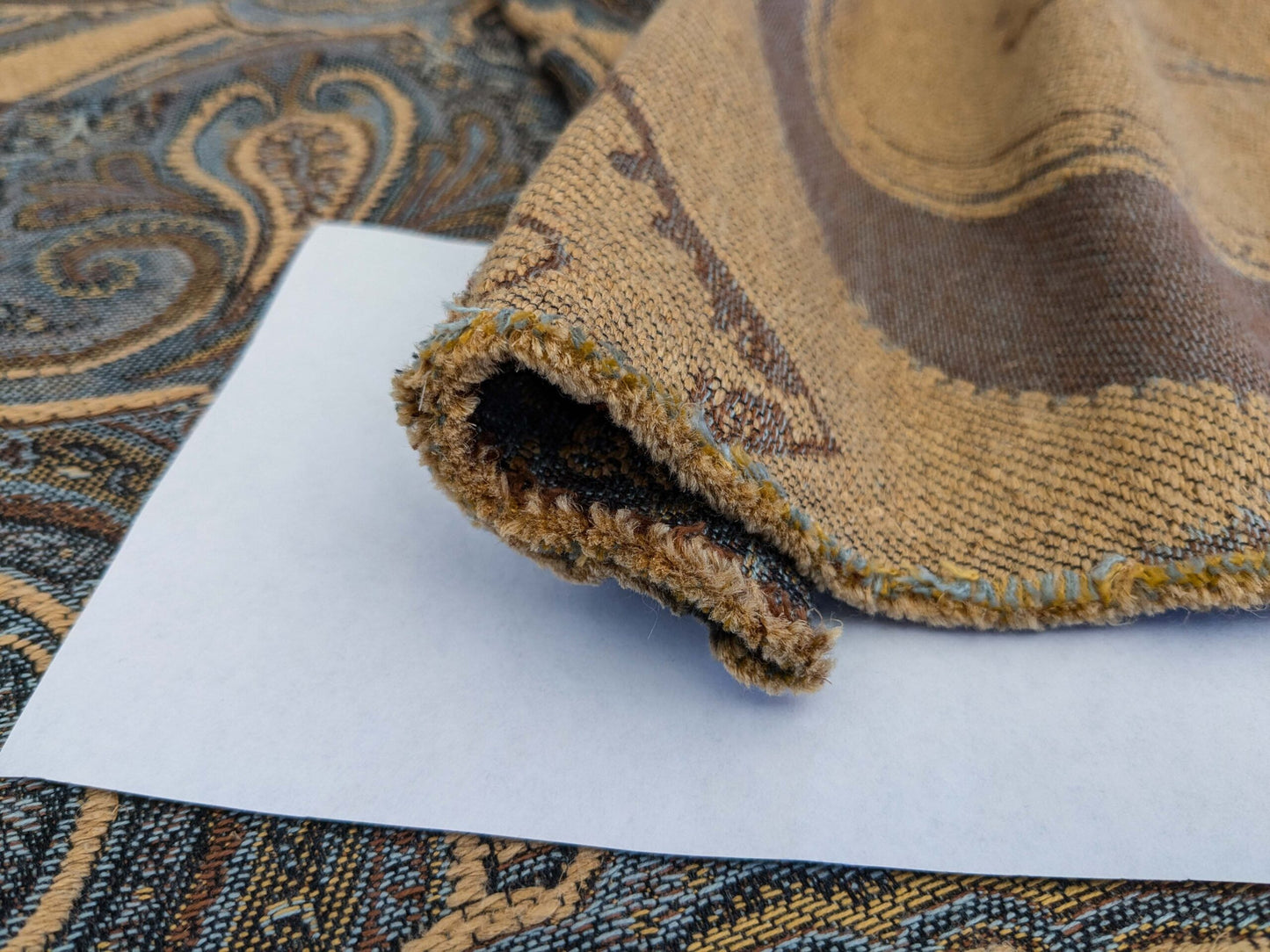 11 EV51 2.4y x 60"w Length Scalamandre Old World Weavers Balraj Blue Brown Paisley Novelty Linen MSRP USD 384/y