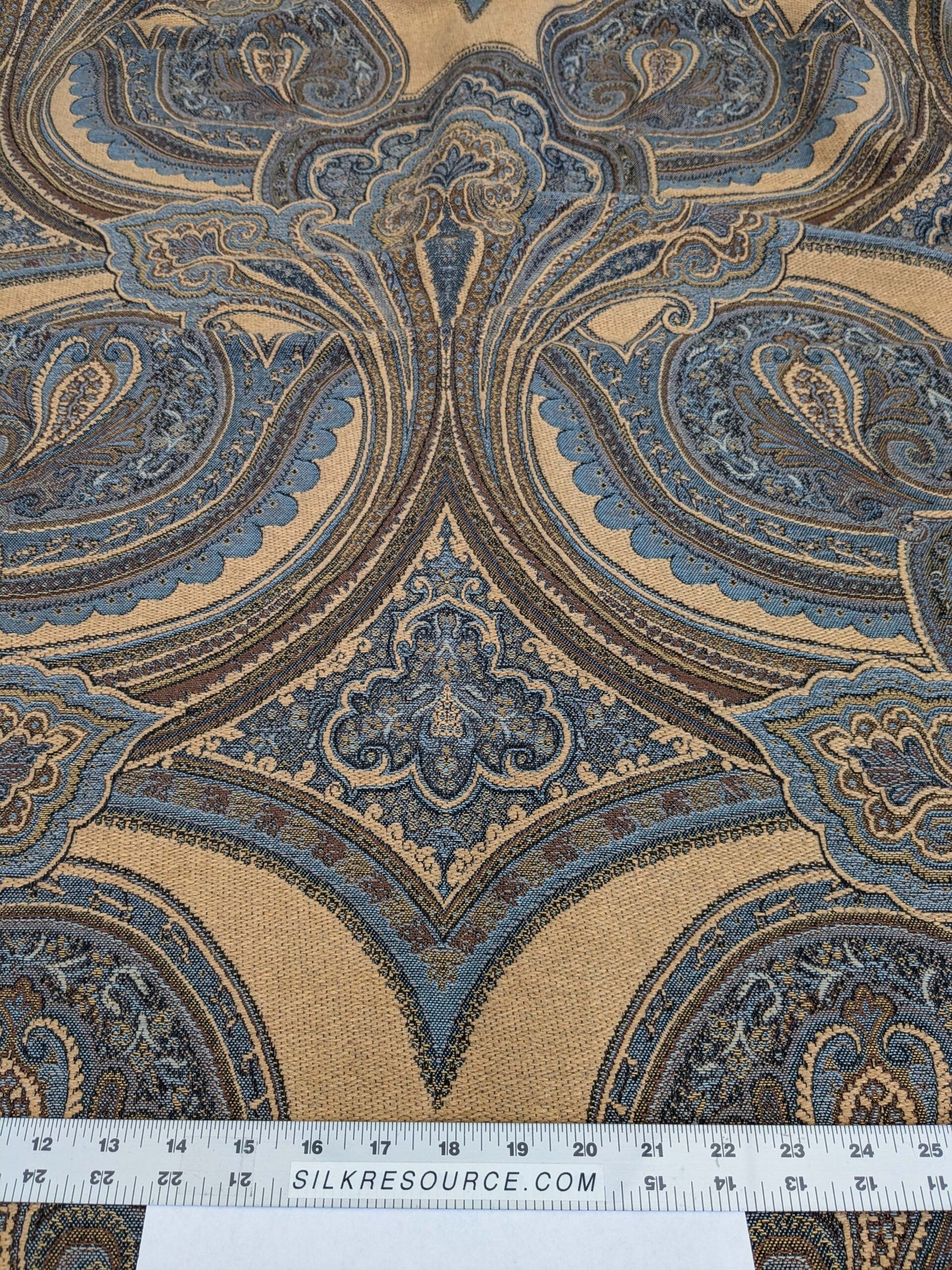 11 EV51 2.4y x 60"w Length Scalamandre Old World Weavers Balraj Blue Brown Paisley Novelty Linen MSRP USD 384/y