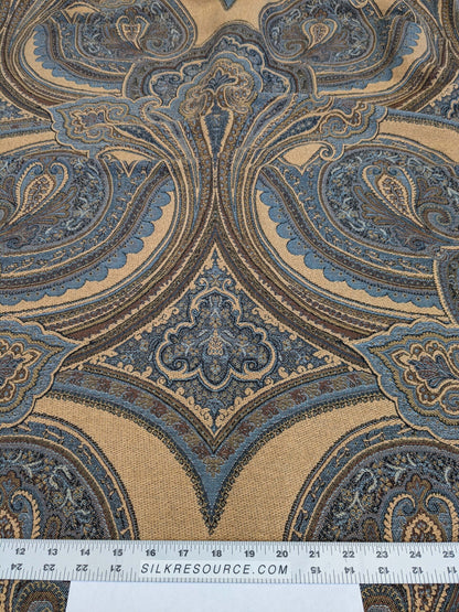 11 EV51 2.4y x 60"w Length Scalamandre Old World Weavers Balraj Blue Brown Paisley Novelty Linen MSRP USD 384/y