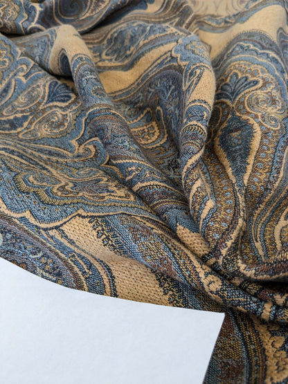 11 EV51 2.4y x 60"w Length Scalamandre Old World Weavers Balraj Blue Brown Paisley Novelty Linen MSRP USD 384/y