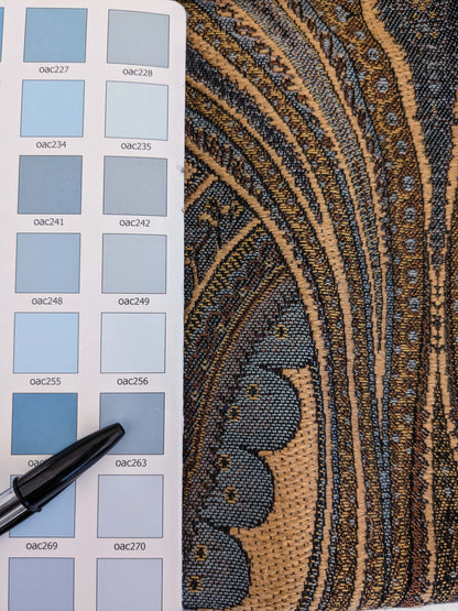 11 EV51 2.4y x 60"w Length Scalamandre Old World Weavers Balraj Blue Brown Paisley Novelty Linen MSRP USD 384/y