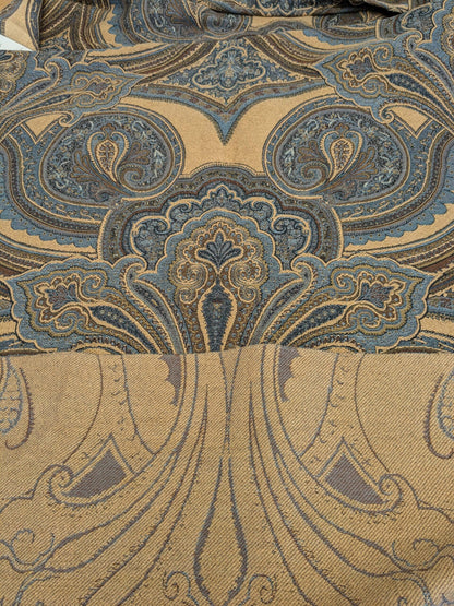 11 EV51 2.4y x 60"w Length Scalamandre Old World Weavers Balraj Blue Brown Paisley Novelty Linen MSRP USD 384/y