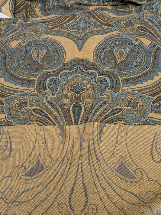11 EV51 2.4y x 60"w Length Scalamandre Old World Weavers Balraj Blue Brown Paisley Novelty Linen MSRP USD 384/y
