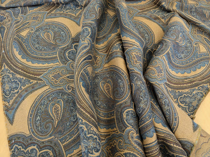 11 EV51 2.4y x 60"w Length Scalamandre Old World Weavers Balraj Blue Brown Paisley Novelty Linen MSRP USD 384/y