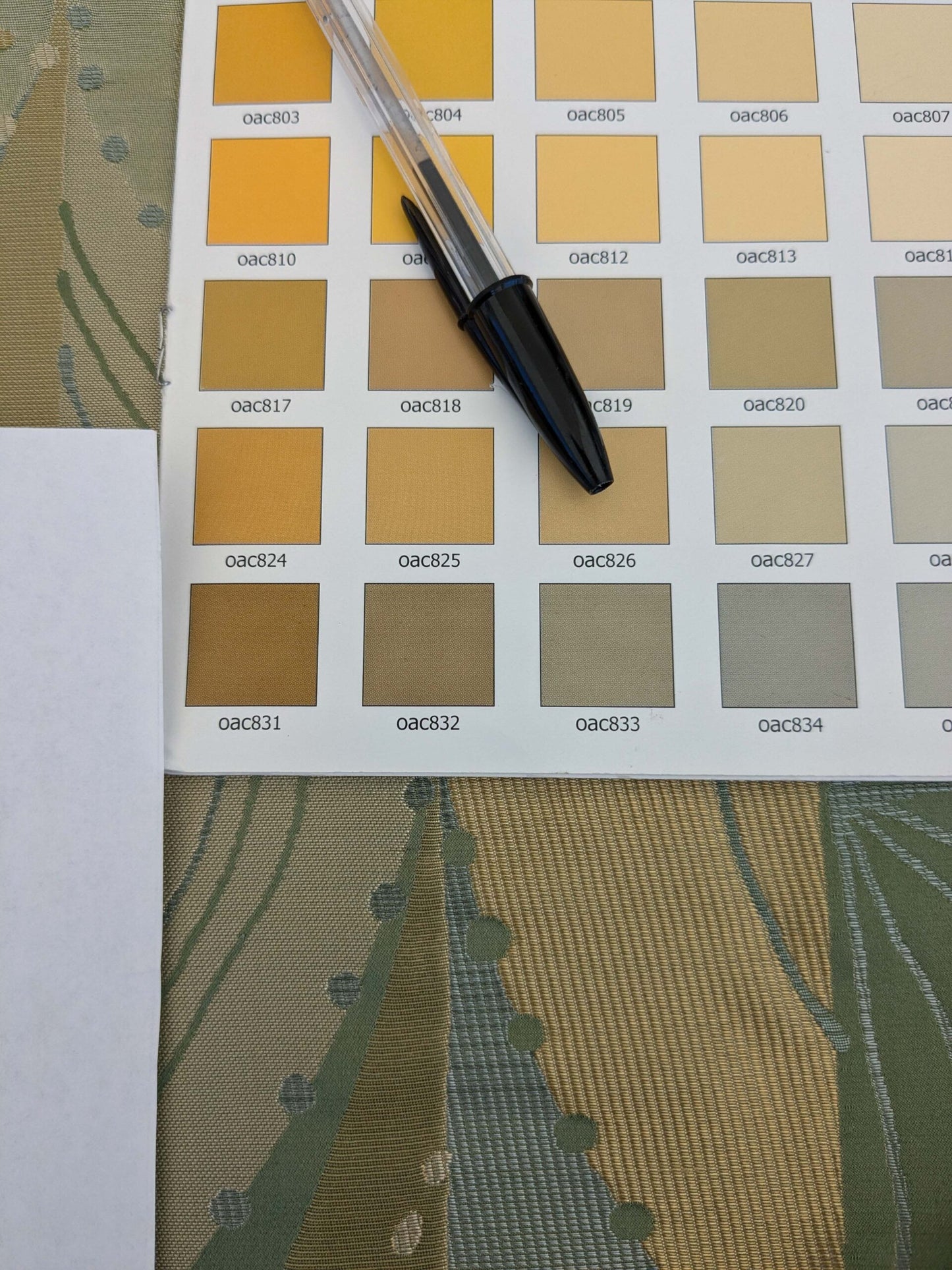 100% Silk Lampas Music Note "Jadeite"  Green Brown Blue Art Deco