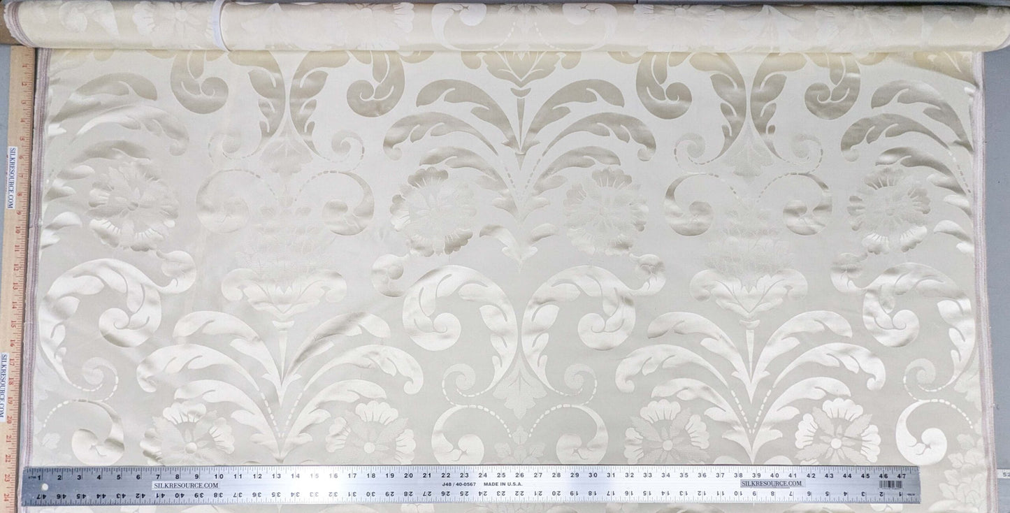 Beacon Hill 100% Silk Damask Lady's Slipper Orchid Antique White Neoclassical MSRP USD 242/Y