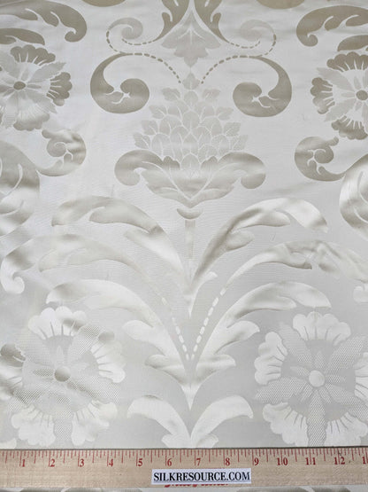 Beacon Hill 100% Silk Damask Lady's Slipper Orchid Antique White Neoclassical MSRP USD 242/Y